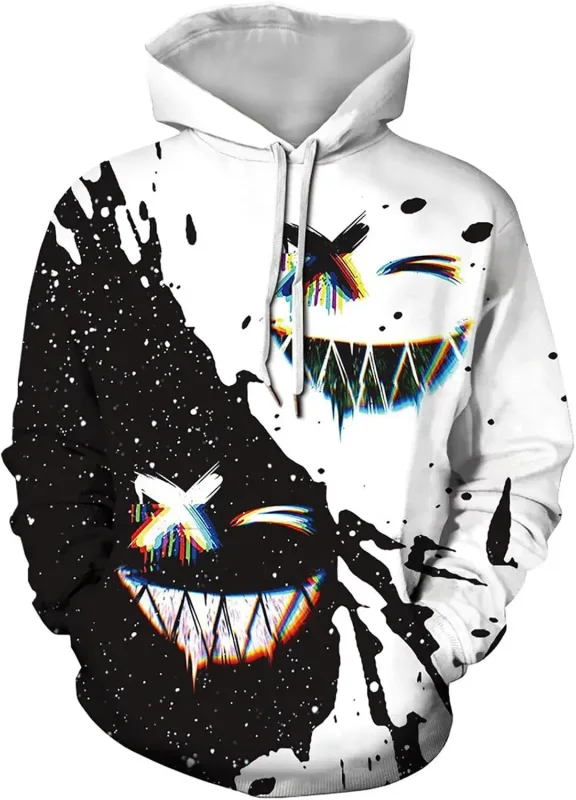 Mens Graphic Hoodies Unisex Novelty Print Hoodie, 3D Pattern Pullover Sweatshirt With Pocket, Long Sleeve Warm Graphic Hoodie Me