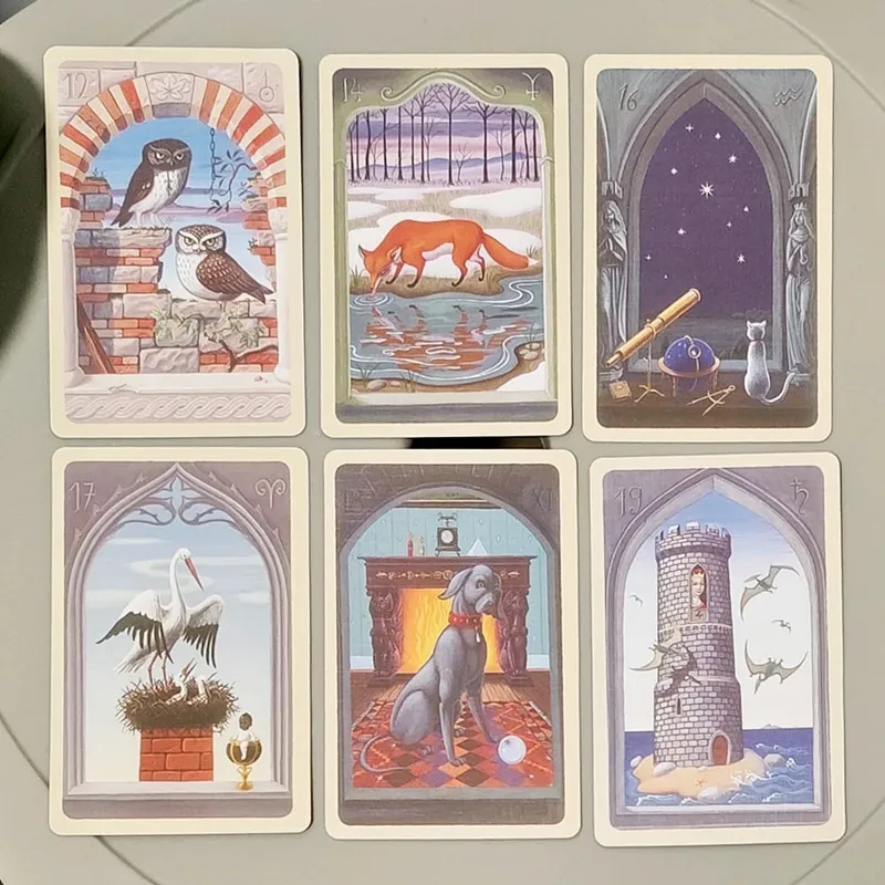 Baralho Lenormand Místico de 9*6cm impresso em cartolina de duplo relevo 350GSM 36 unidades de cartões Lenormand