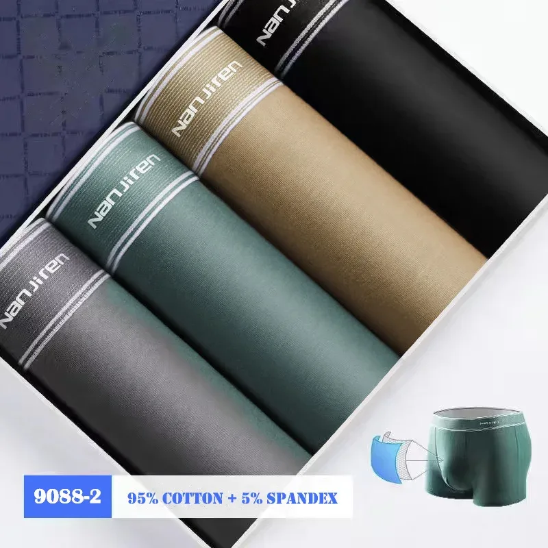 4Pcs/lot Men's Underwear Sexy Boxer Shorts Cotton Panties Man Solid Underpants Male Soft U Convex Lingerie Plus Size L-6XL — image 44