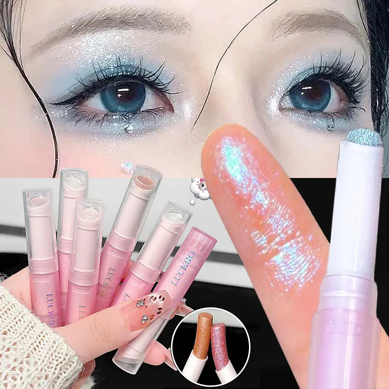 Caneta iluminadora de sombra brilhante, à prova d'água, azul diamante, gelatina, bastão, glitter, rosa, roxo, sombra de olho, maquiagem brilhante
