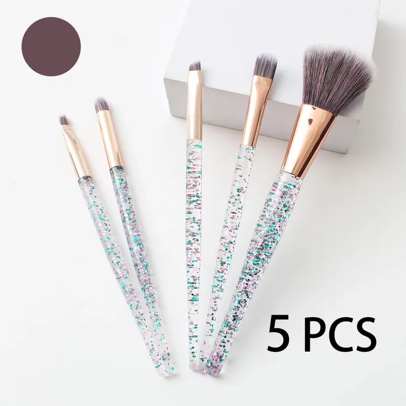 Conjunto de pincéis de maquiagem profissional 5 PCS compatível com sombra de sobrancelha - cerdas de nylon