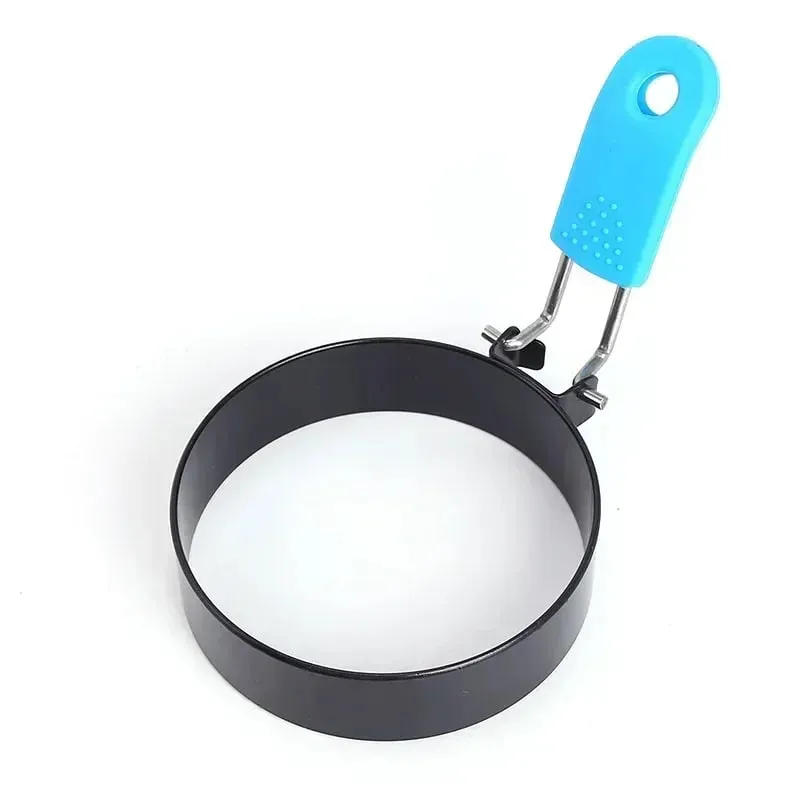 Foldable Fried Egg Tool Stainless Steel Egg Mold with Anti-Scald Silicone Handle Durable Non-stick Omelet Kitchen Accessories