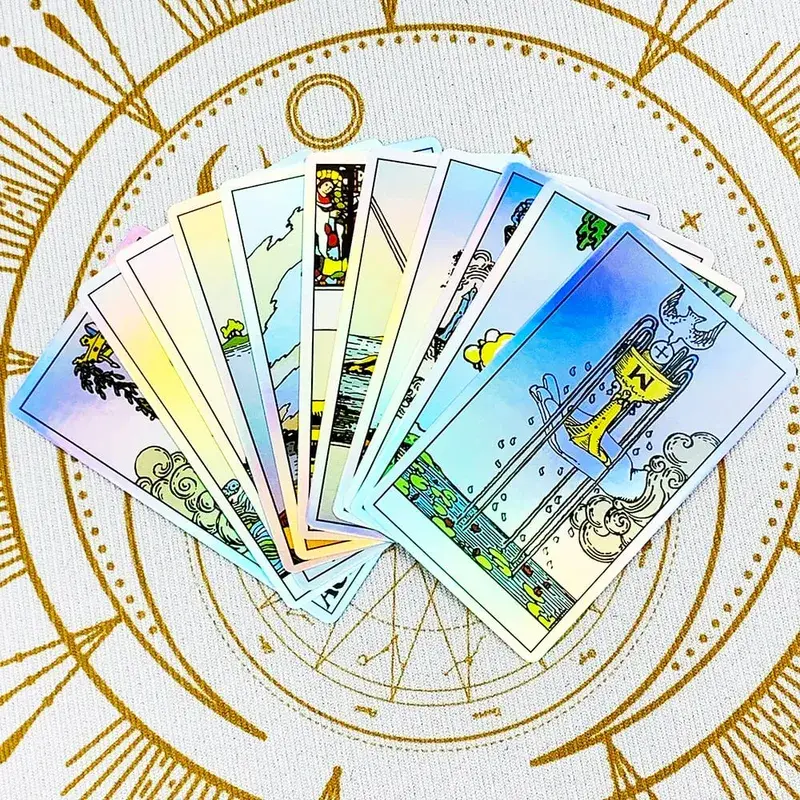 Baralho de cartas de tarô brilhante Vitetta, 78 cartas de tarô para iniciantes, novo design, aproximadamente 10,3 * 6 cm, jogo de tabuleiro de adivinhação