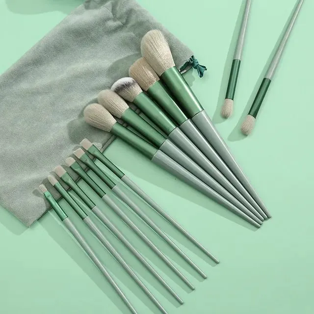 Conjunto de pincéis de maquiagem de beleza macia, 13 unidades, base, sombra, blush, ferramentas cosméticas com bolsa de armazenamento para mulheres