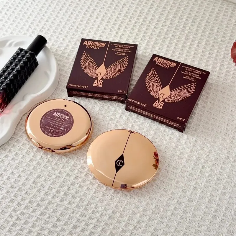 Charlotte tilbury corretivo almofada sedoso ajuste em pó corretivo portátil de longa duração fundação maquiagem com caixa presentes