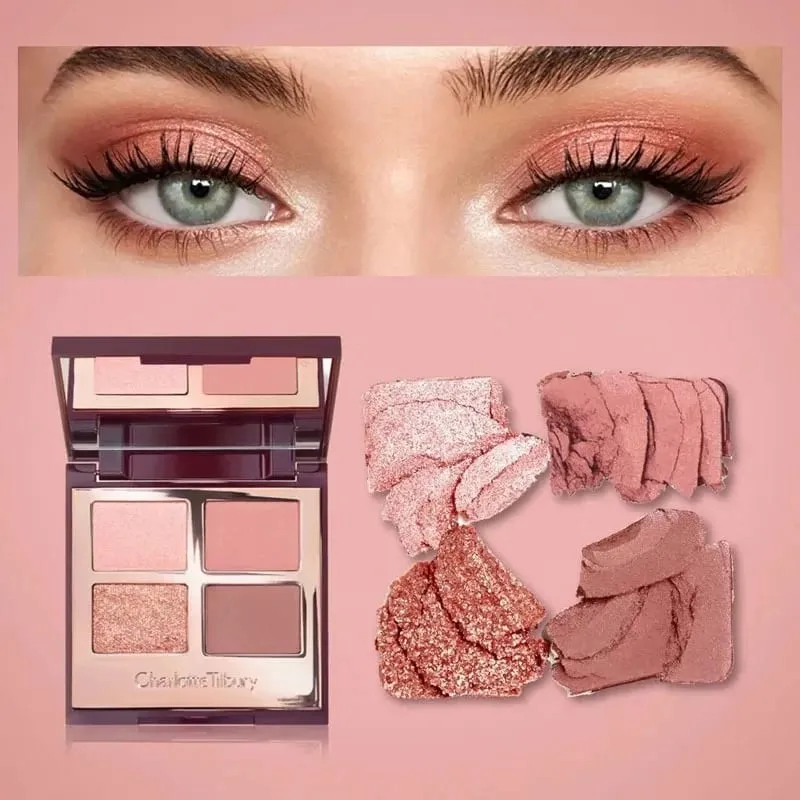 Charlotte Tilbury 4Pan Velvet&9Pan Silk Shimmer Eyeshadow&Cream Blush Dewy Long Lasting Buildable Blendable Natural Glow Makeup