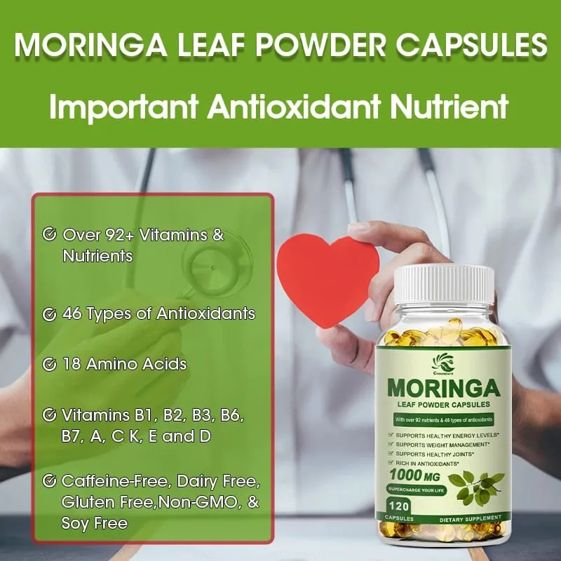 Greensure Moringa Oleifera 1000 mg Cápsulas Potência Extra Extrato 50:1 Antioxidante Energizante 60/120 Cápsulas Vegetarianas