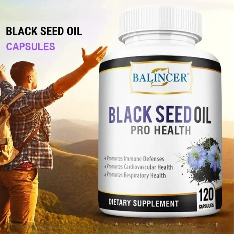 Black Cumin Seed Oil Capsules - Promotes Immunity Digestion Respiratory Health Skin and Hair Health Non-GMO