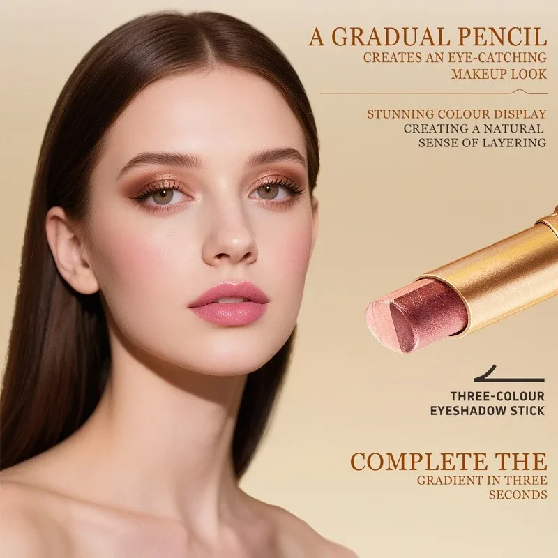Sombra de olho perolada fosca em 3 cores, à prova d'água, durável, brilho, maquiagem para os olhos, cosméticos de longa duração