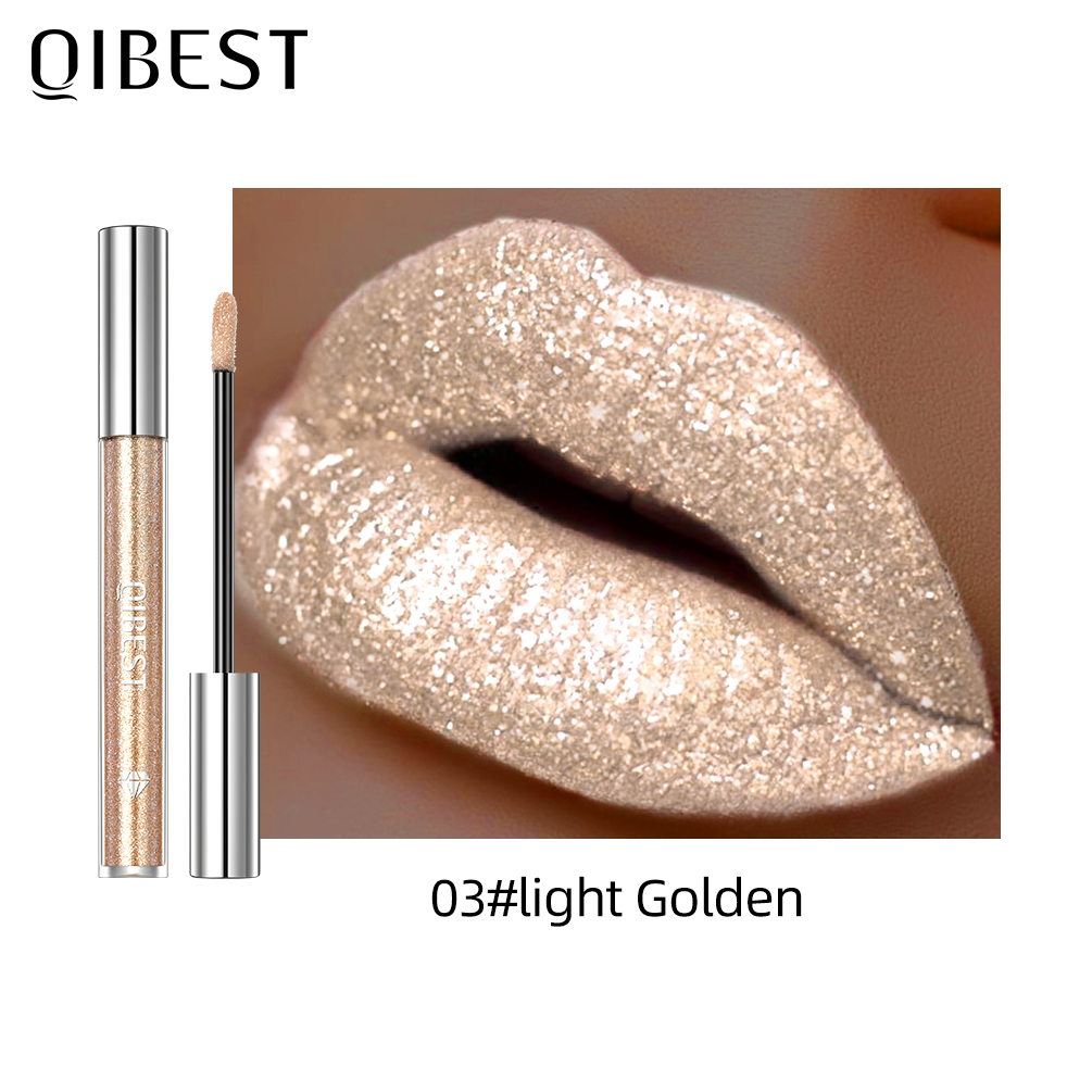 Glitter diamante batom líquido à prova dlong água longa duração pérola brilhante brilho labial metal encantador feminino maquiagem labial 6 cores