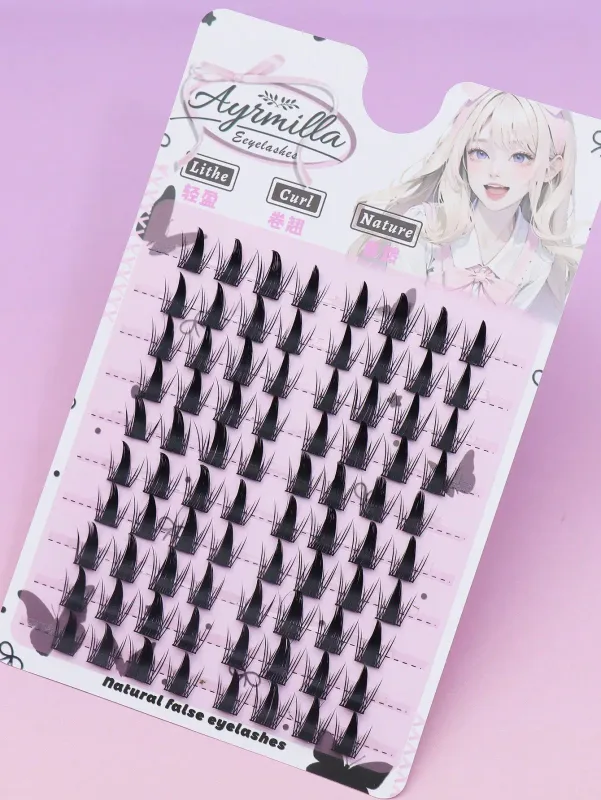 Manga anime espetado cluster cílios ponta afiada olho de raposa cílios individuais cosplay diy segmentado cílios falsos