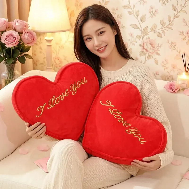 35x30cm Red Heart Plush Pillow Stuffed I LOVE U Back Support Seat Cushion Soft Valentine's Day Party Decoration Girlfriend Gift