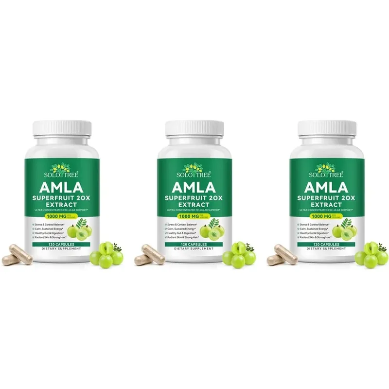 Amla Superfruit 20x Extrato Cápsulas com Phyllanthus Emblica para Promove Energia Calma Saúde Digestiva Pele/Cabelo Radiante 120Ct
