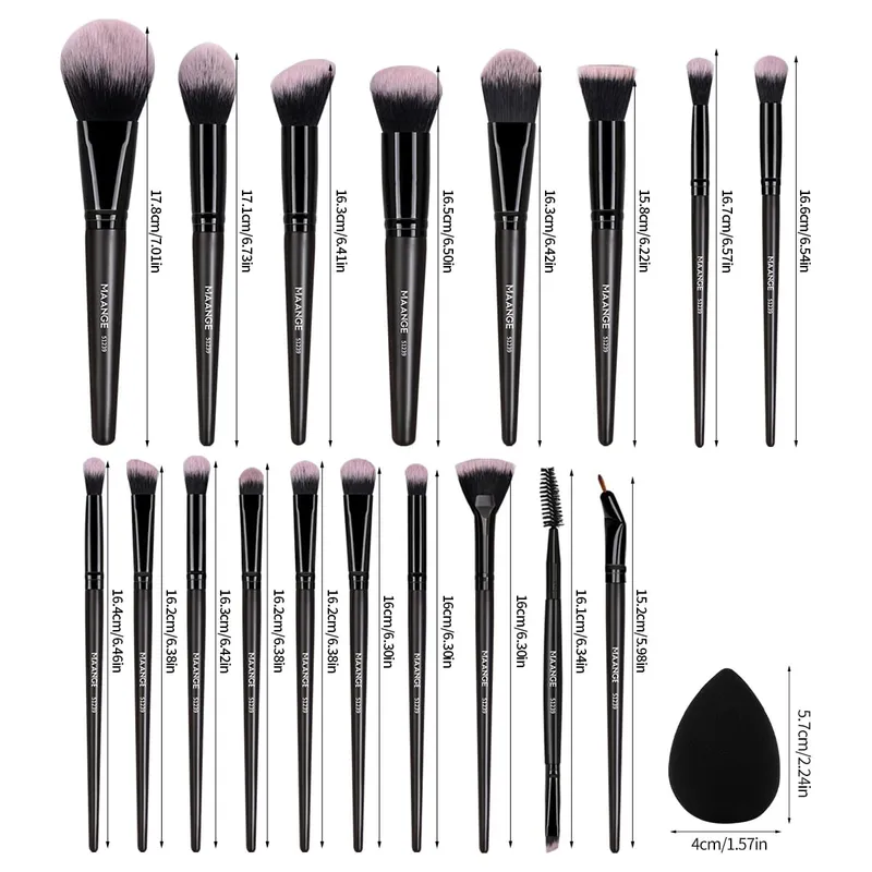 Conjunto de pincéis de maquiagem profissional, 18 peças, com 1 peça, pó, detalhe macio, base, contorno, blush, ferramentas de beleza