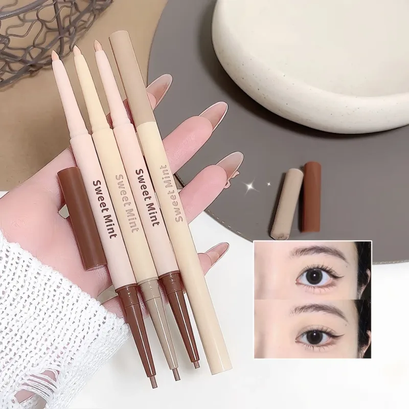 Double-end Under-eye Highlighter Pen Eyeliner Pencil Matte Nude Highlight Bronzer 2 in 1 Shadow Pen Brightening Eye Makeup