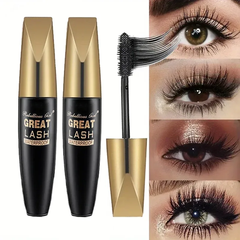 Rímel preto à prova d'água 5d, alonga a extensão dos cílios, rímel de fibra de seda grossa, maquiagem feminina, ferramentas cosméticas para presentes