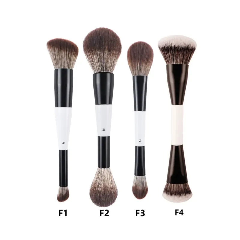 2 pçs/set Branco Dupla extremidade Angular Pincéis de Maquiagem Fundação Blush Contorno Maquiagem Pincel Punho De Madeira Ferramenta Cosmética Mari F4