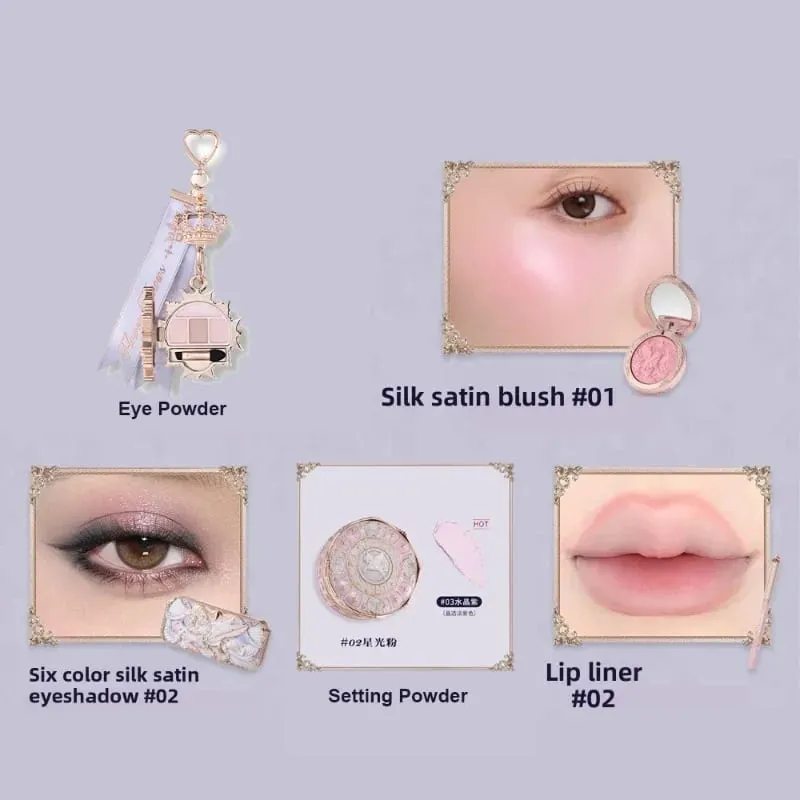 Flor sabe coleção de joias de concha, maquiagem profissional, conjunto de presente, sombra, blush, esmalte labial, kit de primer de correção de pó