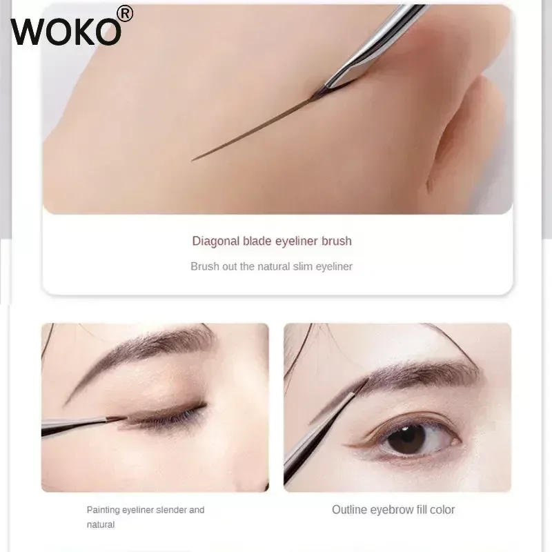 Pincel de delineador com lâmina atualizada, pincel ultrafino de ângulo fino e plano para sobrancelha sob os olhos, pincel de maquiagem com detalhes precisos
