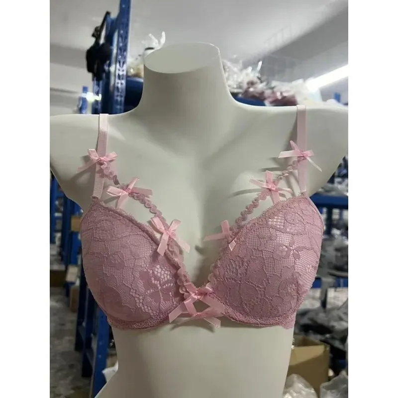 セクシーな BANERDANNI Bowknot Roxo Conjunto de Roupa Interior Fina Alça de Ombro Conforto Puro Look Feminino Lingerie Íntima 32-38 Roupas Diárias