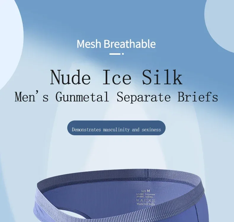 Men's Ice Silk Briefs Summer Transparent Seamless Quick-drying Man Breathable Panties Ultra-thin Underwear
