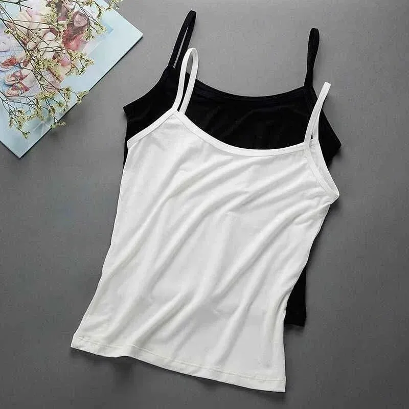 Solid Color Sleeveless Camisole Vest Casual Basic Slim Tank Top All Match Daily Women Summer Fashion Streetwear Tops Underwear — image 8
