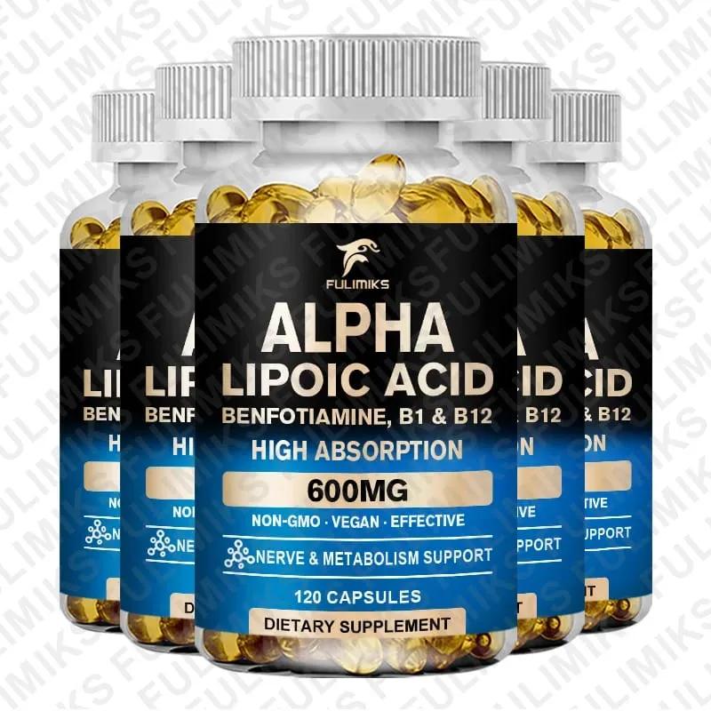 Premium Alpha Lipoic Acid 600mg - ALA Supplement with Benfotiamine Support Antioxidant Nerve Brain Liver Energy & Metabolism
