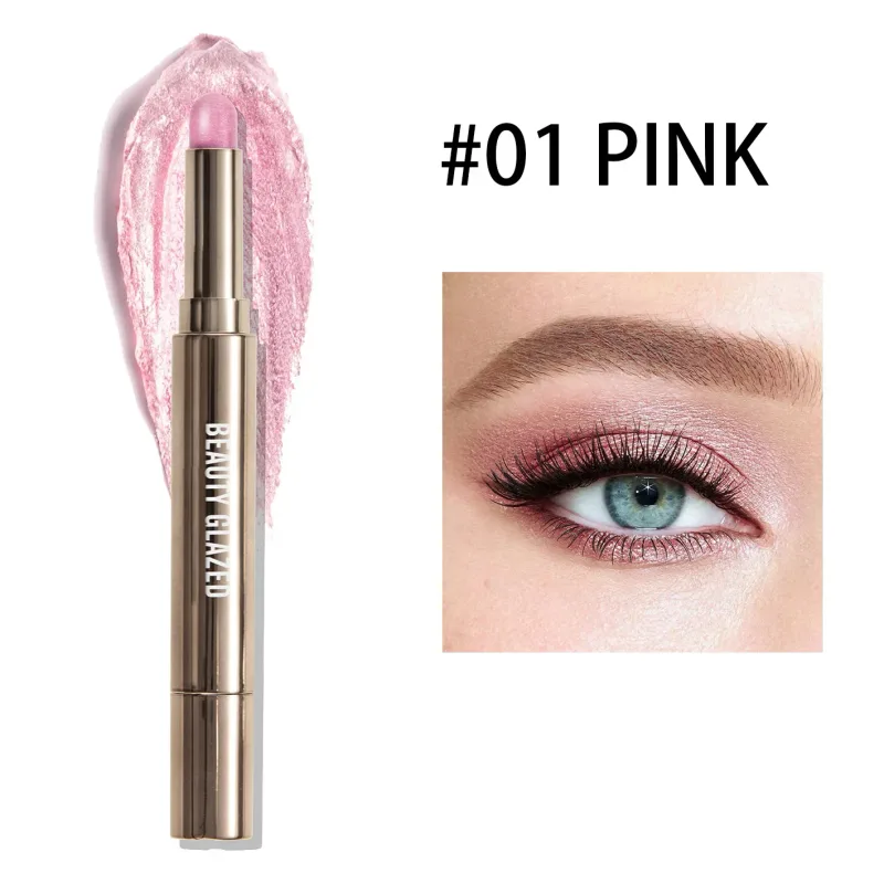 10 cores dupla extremidade sombra de olho vara com esponja escova perolada duradoura sombra caneta contorno portátil maquiagem cosméticos