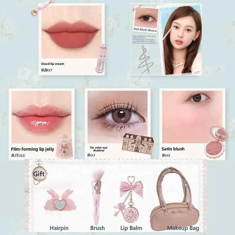 Flowerknows Strawberry Cupid All-In One Gift Box Makeup Kit Professional Palette Swan Blusher Blush Set Lip Cream Flower Knows