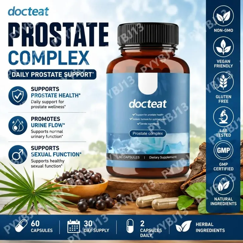 Docteat Prostate Complex Capsules apoia a saúde da próstata e o fluxo de urina com Herbal Saw Palmetto e Pygeum 60 cápsulas