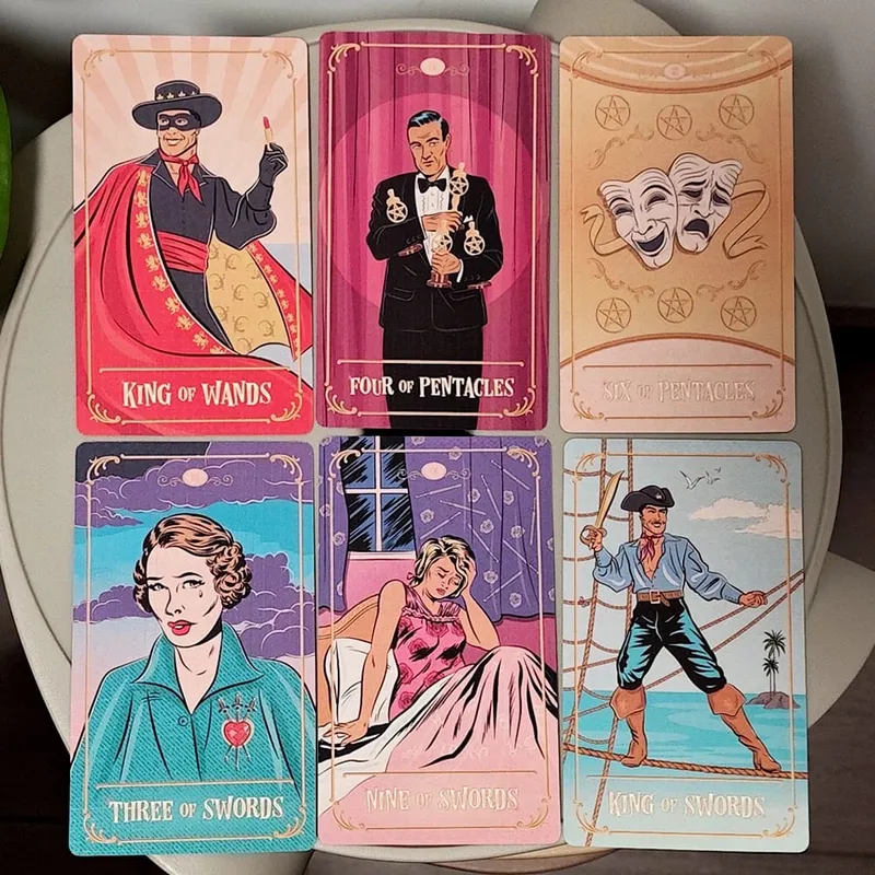 Tinseltown Tarot em caixa rígida rosa vintage inspirado em Hollywood baralho 78 cartas ilustradas 12 * 7 cm