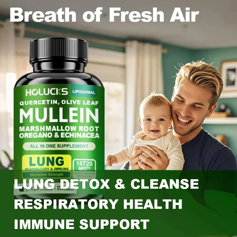 Cápsulas de extrato de folha de verbasco premium com expectorante de suporte de vitamina C, acalma as vias aéreas e reduz a irritação, saúde pulmonar
