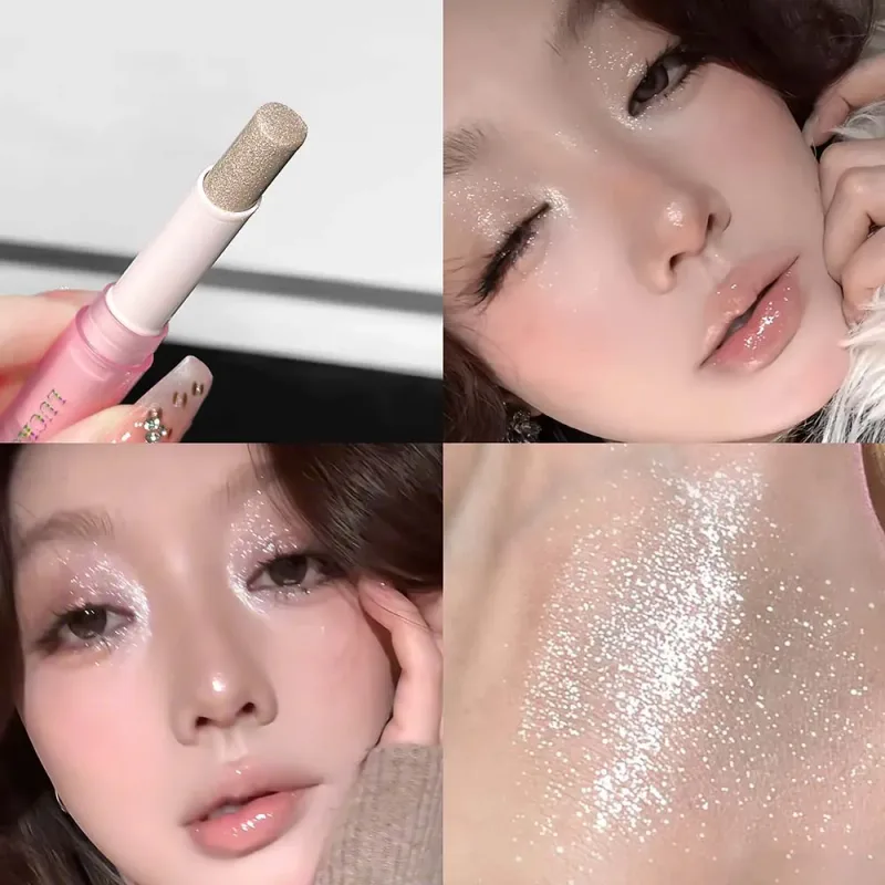 Caneta iluminadora de sombra brilhante, à prova d'água, azul diamante, gelatina, bastão, glitter, rosa, roxo, sombra de olho, maquiagem brilhante