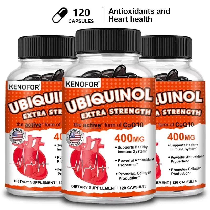 Coenzima Q10 400 mg Antioxidante Softgel - Excelente forma ativa de absorção para o sistema imunológico do coração e saúde da pele