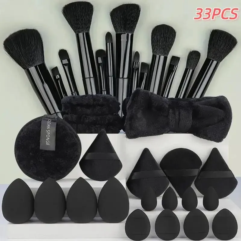 20/33 unidades kit de ferramentas de maquiagem conjunto completo com pincéis de maquiagem esponjas de beleza para maquiagem e remoção de maquiagem