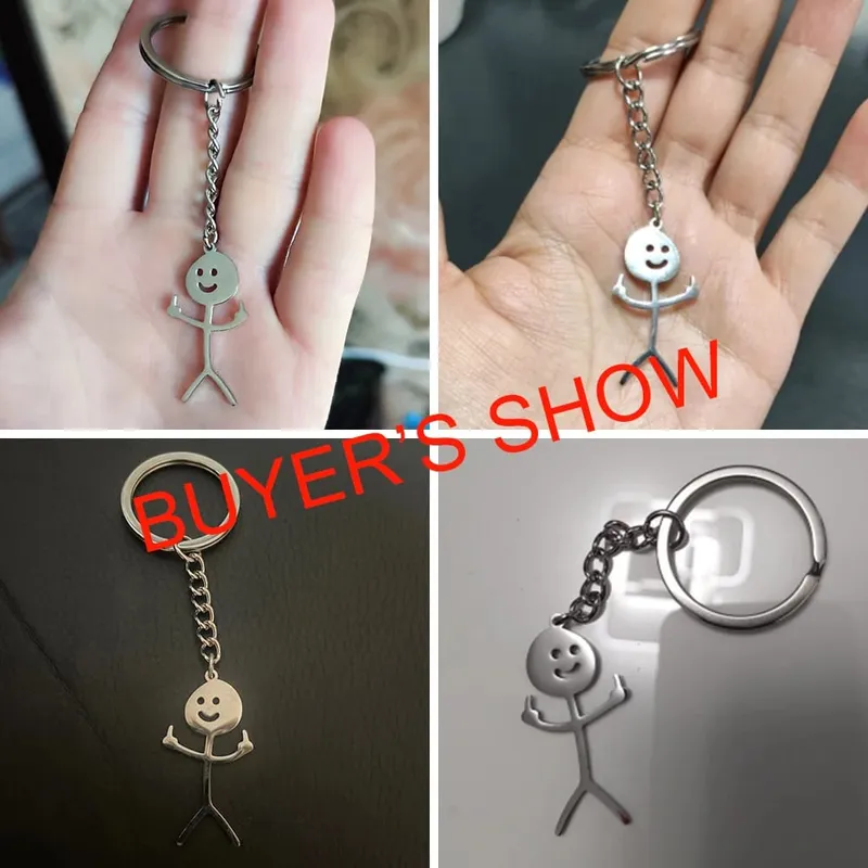 Teamer Funny Middle Finger Stickman Keychain 2026 Cute Trend School Bag Car Key Pendant Couple New Trinket Gift Keyring