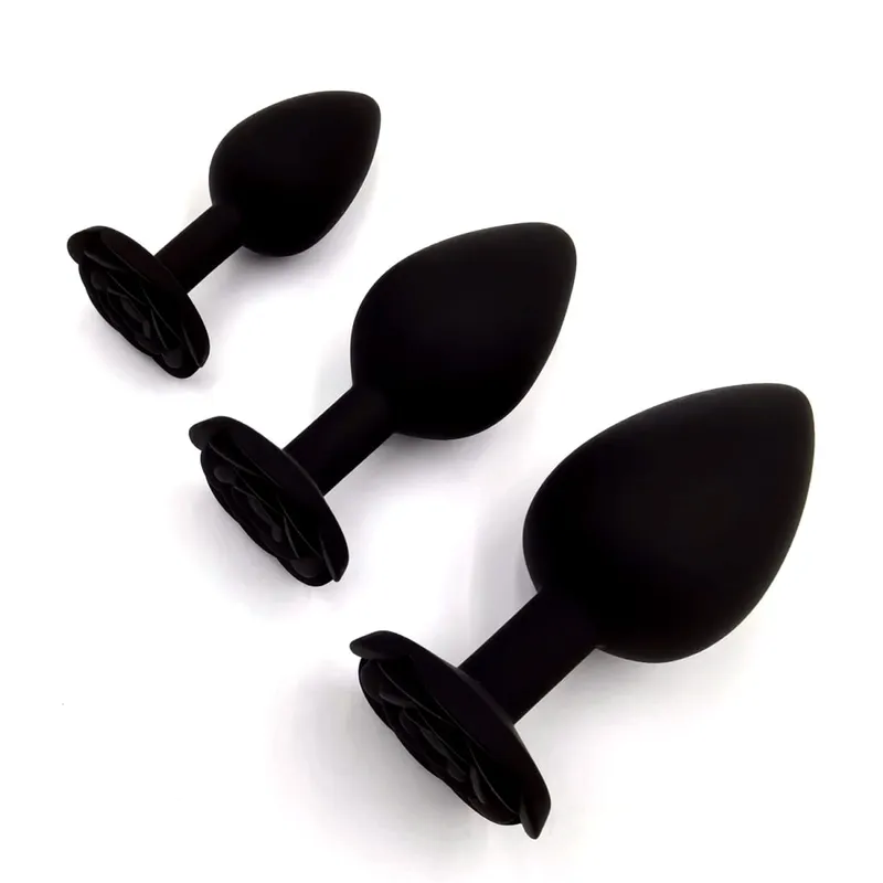 Soft Silicone Rose Flower Anal Plug Beginner To Expert 3 Sizes Butt Plug Anus Trainer Dildos Adule Sex Toys For Couple Women Men