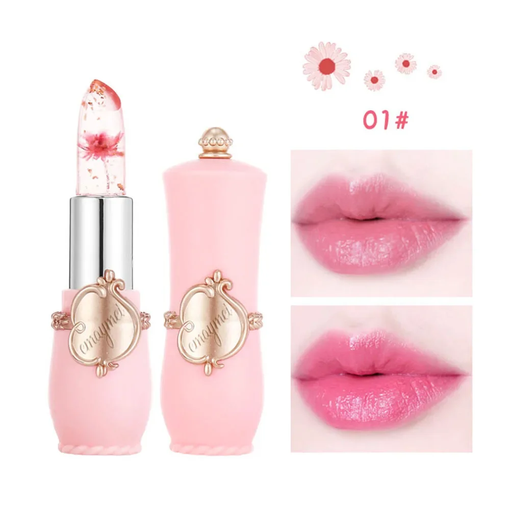 Flor geléia batom conjunto mudança de temperatura hidratante flor lábio vara longa duração bálsamo labial mudança de cor mágica brilho labial conjunto