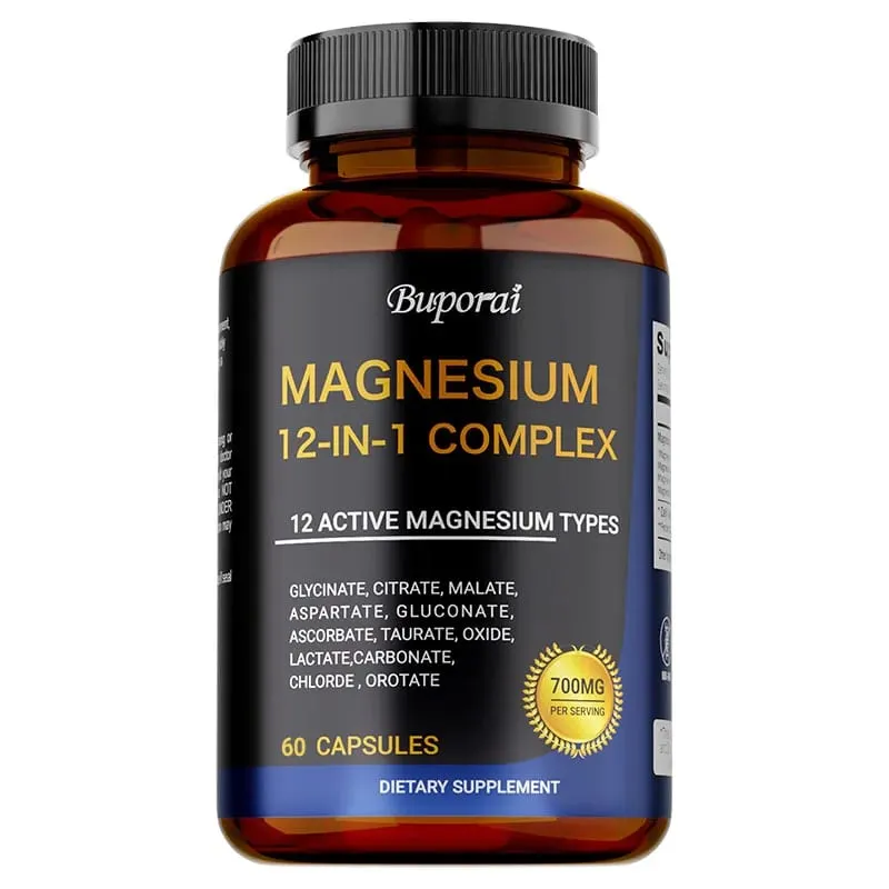 Cápsulas de complexo de magnésio - Apoiam a saúde muscular, óssea, cardíaca, melhoram o estresse do sono e o alívio da ansiedade - Suplemento dietético — image 8