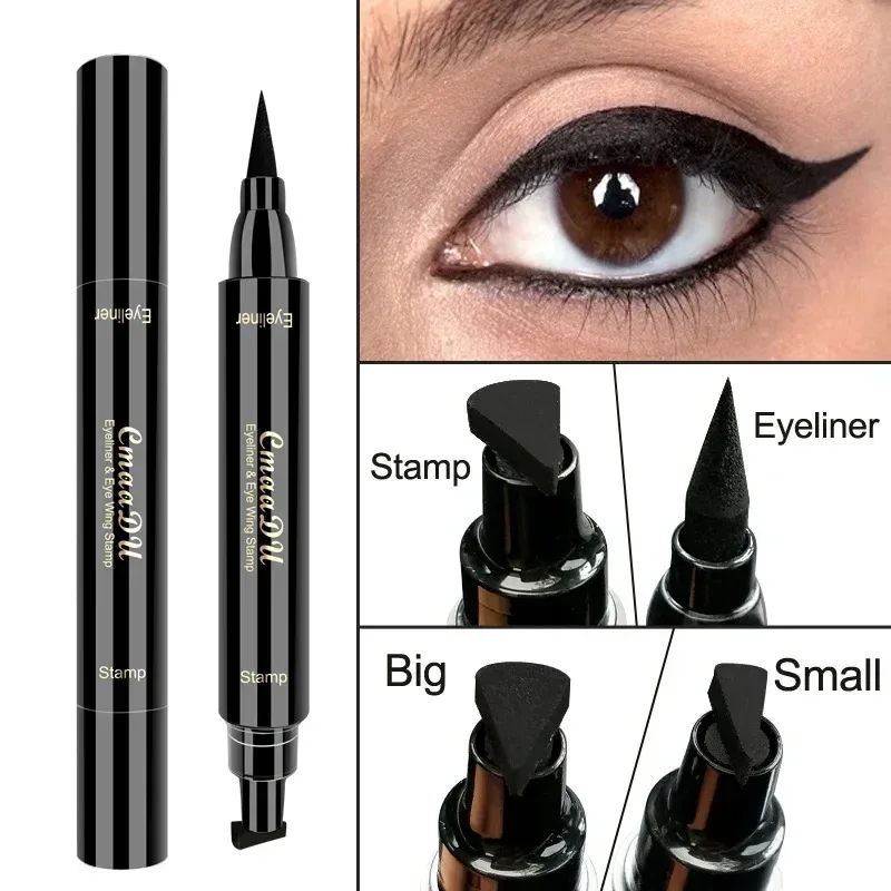 Delineador grande com vedação de duas cabeças, à prova d'água e de secagem rápida, delineador líquido preto, caneta de cola para cílios pequenos, maquiagem cosmética, 1 peça