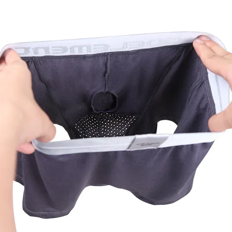 Bala roupa interior separada masculina ventilada verão cuecas secas saco de seda gelo boxers saudáveis