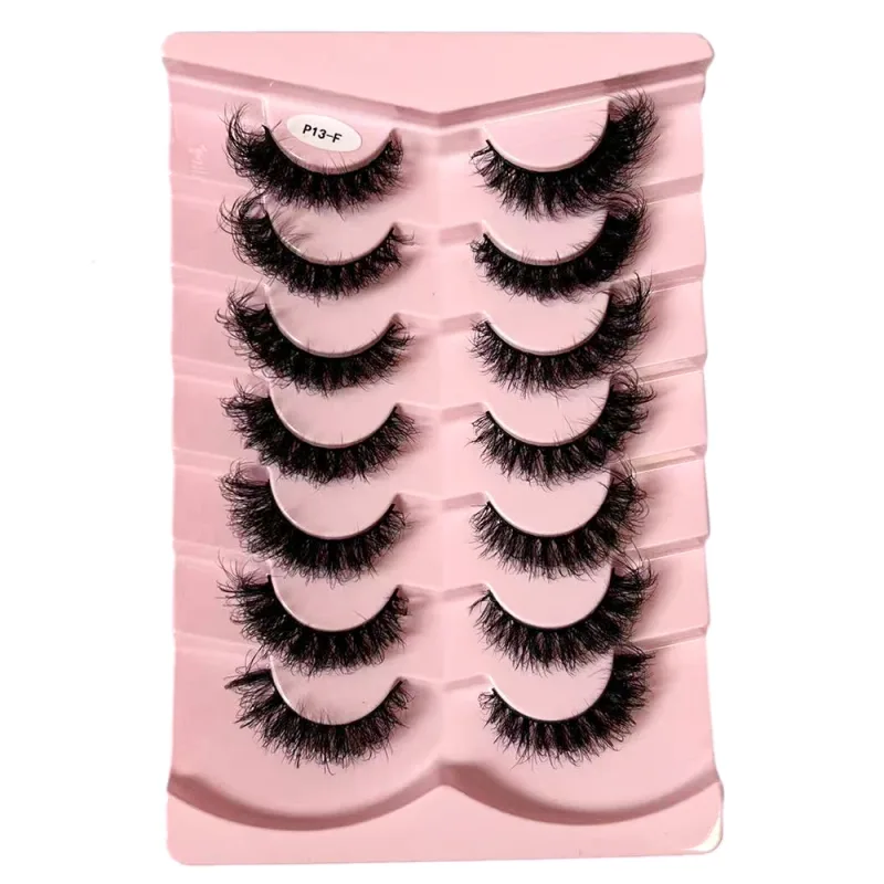 7 Pairs False Eyelashes Wispy Lashes Natural Look Fake Eyelashes Faux Mink Fluffy Strip False Lashes Pack
