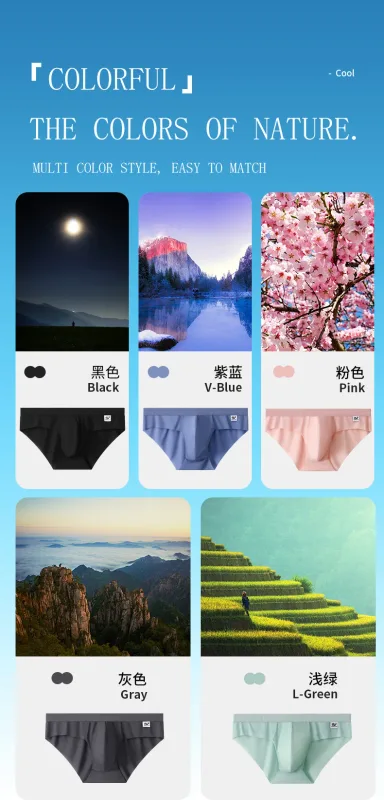 New Arrival Men's Briefs Ice Silk Underwear Seamless Breathable Low Waist Panties Shorts