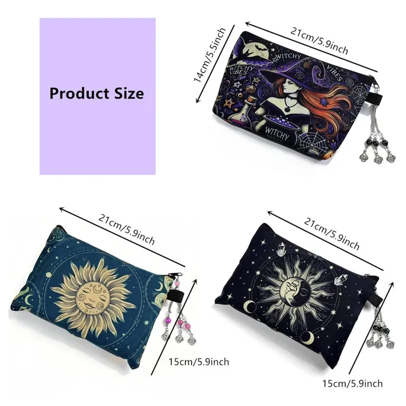 Cartões de tarô bolsa de armazenamento bruxa adivinhação acessórios jóias astrologia dados maquiagem saco l791