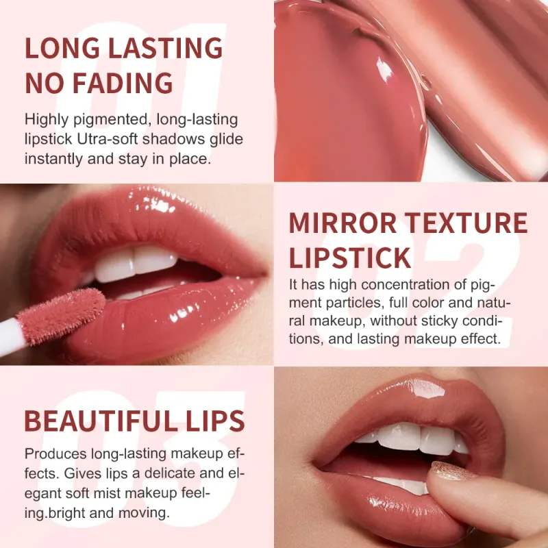 Batom líquido de longa duração, brilho labial hidratante, à prova d'água, copo antiaderente, mini brilho labial, maquiagem cosmética