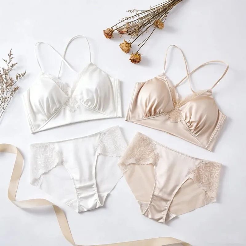 Sutiã fino de seda amoreira natural, 19mm, alças transversais ajustáveis, costas bonitas sem anel de aço, conjunto de roupa íntima feminina sexy