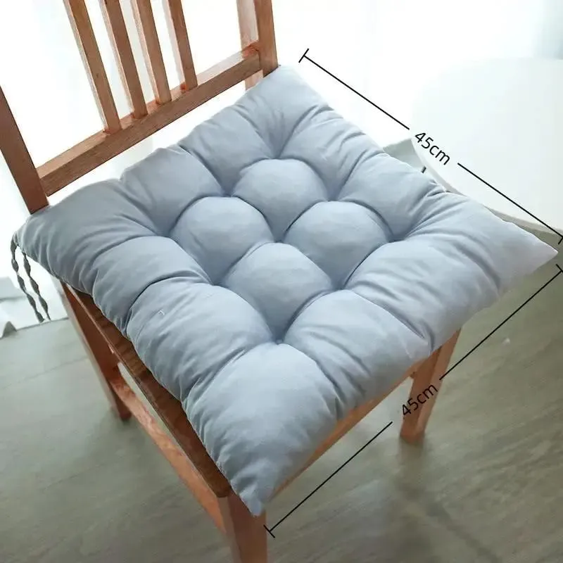 Almofada de assento quadrada acolchoada grossa não deformável com estampas fofas de desenhos animados com laços fixos para sentar por muito tempo