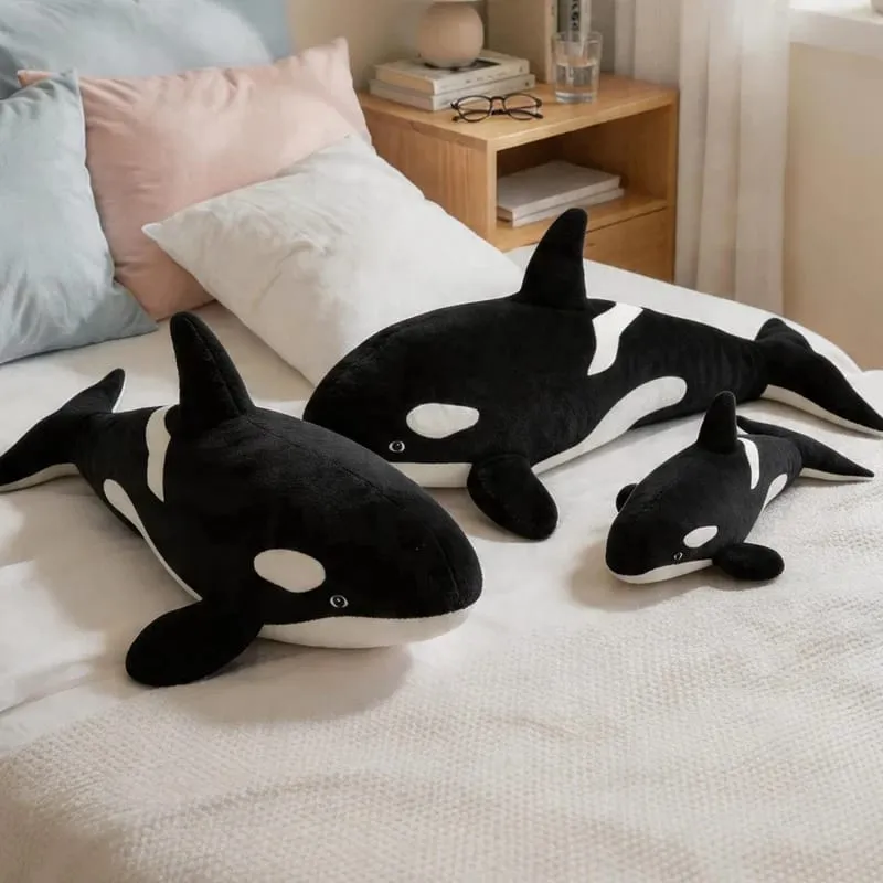 50/70cm orca baleia assassina almofada de pelúcia macio preto branco baleia lance travesseiro quarto sofá decoração oceano temático travesseiro de pelúcia presente