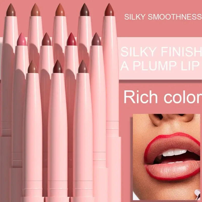 6 Color Lip Liner Pen Set Waterproof Sweatproof Easy Coloring Lasting Non-fading Color Rendering Lip Gloss Set Beauty Makeup