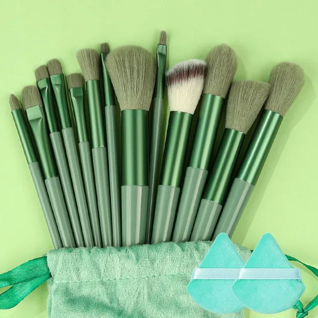 Profissional 13 pçs pincéis de maquiagem conjunto 2 pó puff esponja para cosméticos fundação blush sombra mistura escova ferramentas beleza